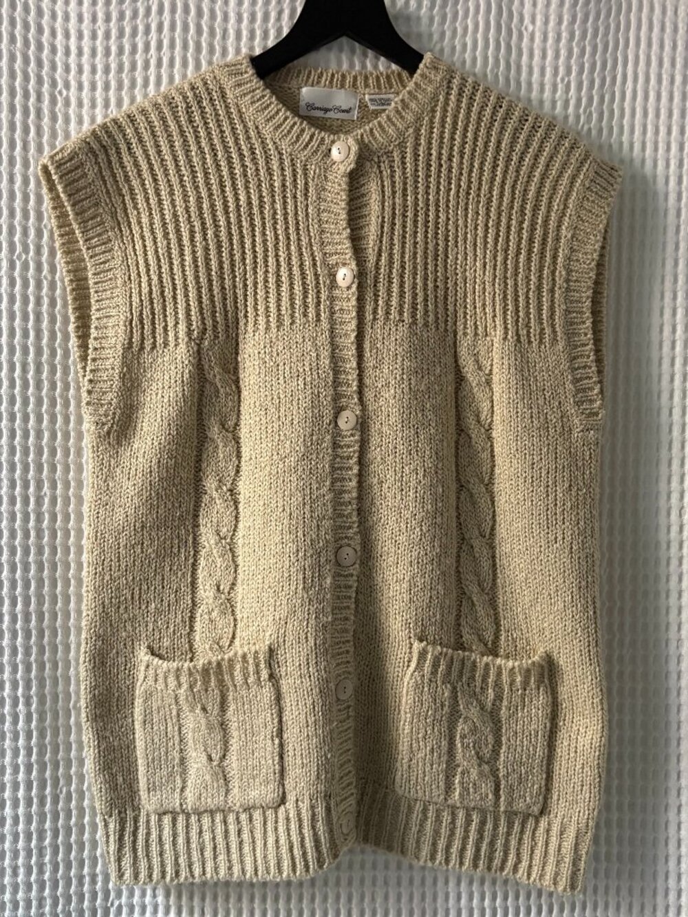 Vtg Carriage Court acrylic knit sweater vest women's medium retro twee cottage